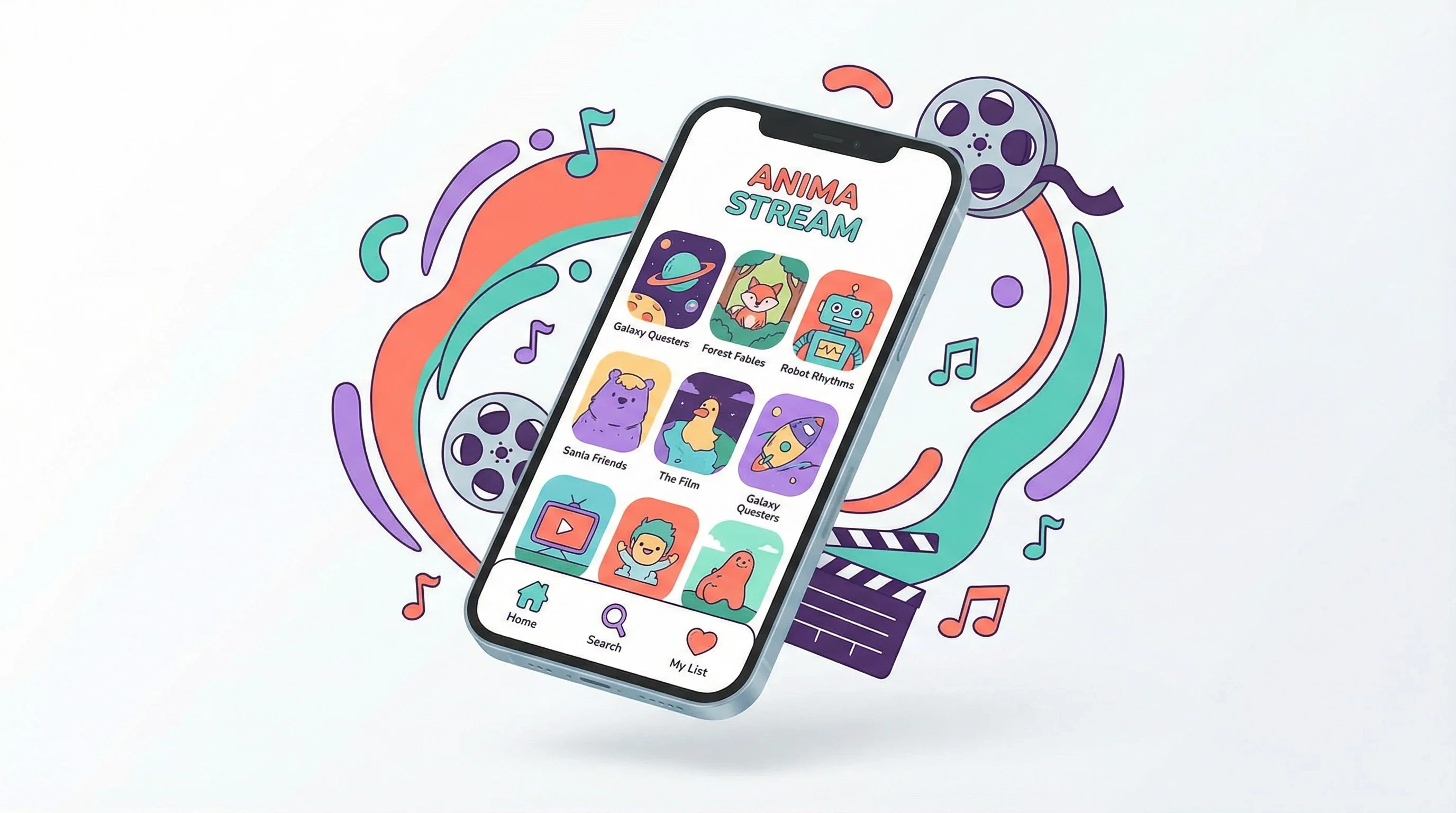 大学生移动端APP界面展示 - 手机上浏览独立动画短片