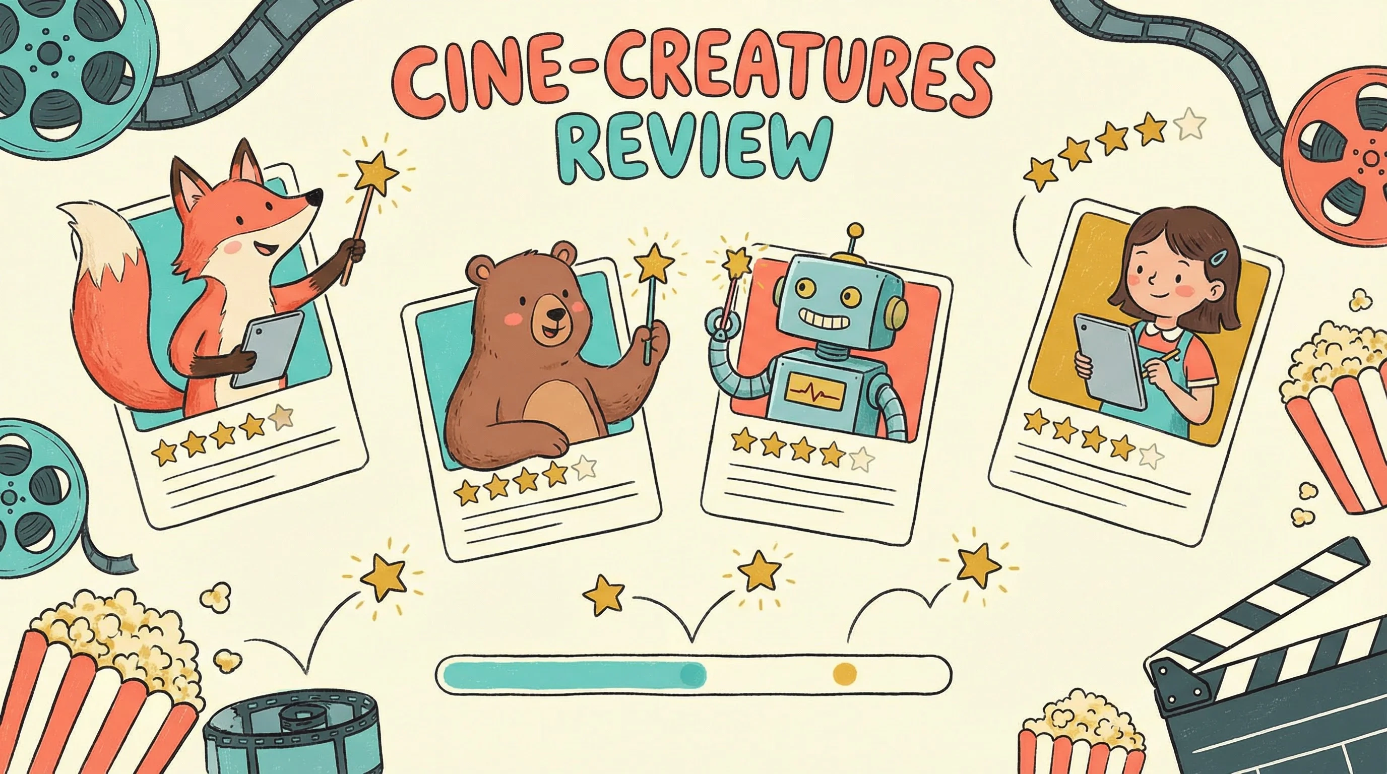 大学生在线评审系统插画 - 动画角色进行作品评分和评论